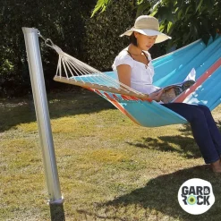 Poteau pour hamac amovible coloris gris en aluminium Gard&Rock - Ø 10 cm x 1,15 m