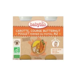 Pots de carotte courge butternut poulet et riz Babybio 2 x 200 g