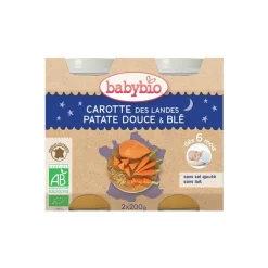 Pots de carotte patate douce et blé bonne nuit Babybio 2 x 200 g