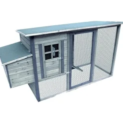 Poulailler avec enclos en bois traité Flamingo Palacio - L 200 x l 76 x H 104 cm