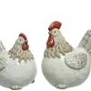 Poule décorative coloris blanc en terre cuite - 8,5 x 13 x 13,5 cm