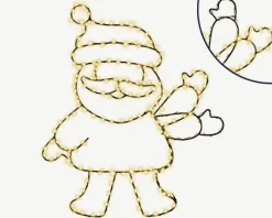 Père Noël lumineux à 220 micro-LED blanc chaud intérieur/extérieur sur câble noir - 36 x 42 cm