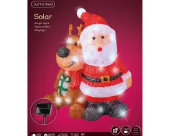 Père Noël lumineux solaire en acrylique rouge à 80 LED blanc froid pour extérieur - 40 cm