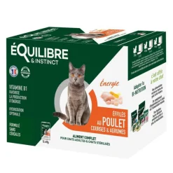 Pâtée "Énergie effilés" pour chat adulte ou stérilisé au poulet et à la courge Équilibre & Instinct - 12 x 85 g