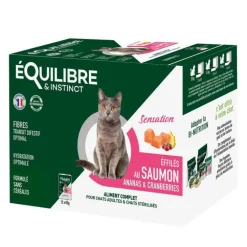 Pâtée "Sensation effilés" pour chat adulte ou stérilisé au saumon et à l'ananas Équilibre & Instinct - 12 x 85 g