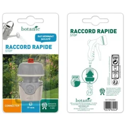 Raccord rapide stop bi-matière pour tuyaux Ø 19 mm