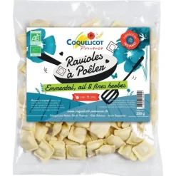Ravioles à poëler emmental, ail et fines herbes bio coquelicot - 250 g
