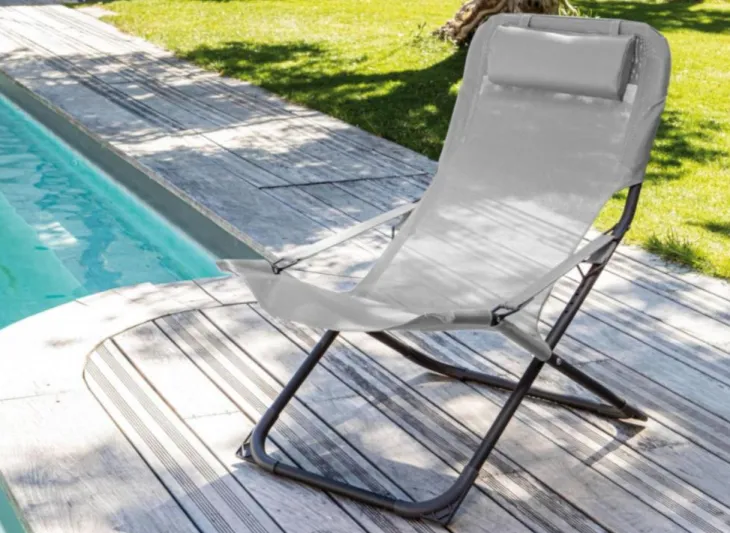 Relax de jardin pliant, couleur graphite / perle - PROLOISIRS Easy