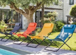 Relax de jardin pliant, couleur graphite / perle - PROLOISIRS Easy