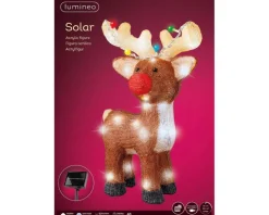 Renne lumineux solaire en acrylique marron à 48 LED blanc froid pour extérieur - 47 cm