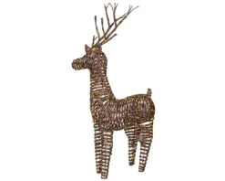 Renne marron lumineux en résine à 360 micro-LED blanc orangé pour extérieur - 104 cm