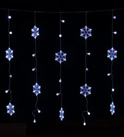 Rideau décoratif flocon & bulles LED blanc chaud coloris blanc - 2 x 1 m