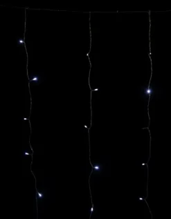 Rideau lumineux 66 LED à lumière fixe blanc chaud et 30 flash sur secteur - 2 m