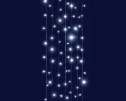 Rideau lumineux connectable x3 à 96 LED blanc froid sur câble argent Flicker Premium - 2 x 2 m