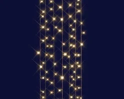 Rideau lumineux connectable x3 à 96 LED flash blanc chaud sur câble blanc Flicker - 2 x 2 m