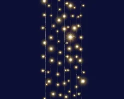 Rideau lumineux connectable x3 à 96 LED blanc chaud sur câble argent Flicker Premium - 2 x 2 m