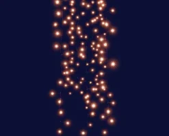 Rideau lumineux forme grappe à 320 micro-LED cuivre sur câble noir intérieur/extérieur - 2 x 2 m