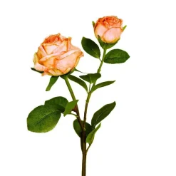 Rose artificielle rose avec une fleur et un bouton – 57 cm