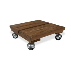 Roule plante en bois modèle petit carré marron 30 x 30 cm