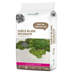 Sable blanc décoratif pour jardin de calibre 0 à 2 mm en sac de 15 kg