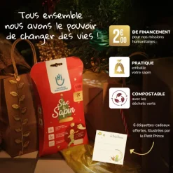 Sac à sapin compostable doré Handicap International - pour sapins jusqu'à 2,20 mètres