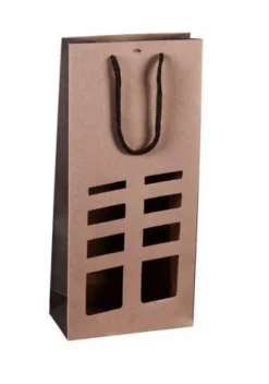 Sac Elusa en papier kraft certifié FSC® pour 2 bouteilles Cav Service - 9 x 18 x 39 cm