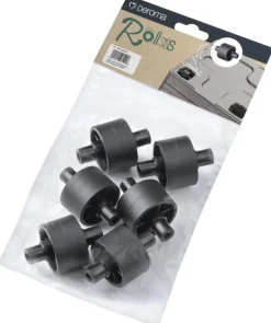 Sachet de 6 roulettes noires en plastique Deroma