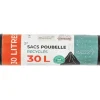 Sacs poubelle recycles anti-fuite avec liens coulissants coloris noir Maison Pinson - 20 x 30 L