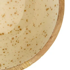 Saladier en bois de manguier décor moucheté crème et or - 24,5 x 24,5 x 10 cm