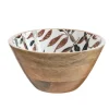 Saladier feuillage d'automne coloris blanc en bois de manguier - 24 x 24 x 12 cm