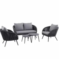 Salon bas de jardin 4 places, gris - CREADOR cordo