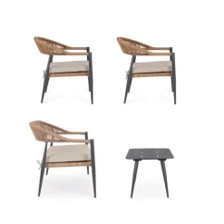 Salon bas en aluminium anthracide Bizzotto Jandia Naturel