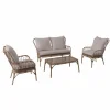 Salon de jardin 4 places aluminium imitation bambou, résine taupe - CREADOR Linho