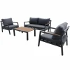 Salon de jardin bas 4 pièces, graphite/chêne - PROLOISIRS Games