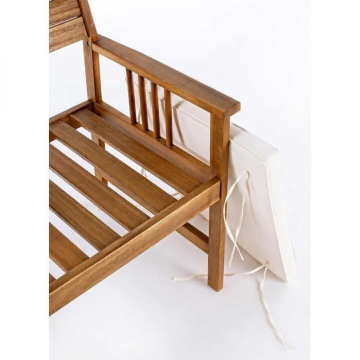 Salon de jardin coloris acacia et écru Noémie - 4 éléments (canapé, table basse et deux fauteuils)