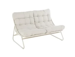 Salon de jardin en acier coloris beige Iris - 4 éléments (canapé, table basse et deux fauteuils)