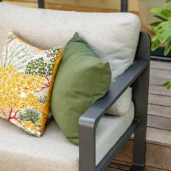 Salon de jardin en aluminium graphite Cyperus - 4 éléments (canapé, table basse et deux fauteuils)