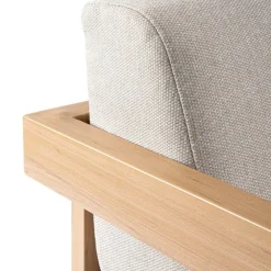 Salon de jardin en aluminium effet bois et coton coloris gris Cannes - 4 éléments (canapé, table basse et deux fauteuils)