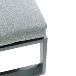 Salon de jardin en aluminium graphite Cinto III - 6 éléments (deux banquettes, deux bancs, table d'angle et table haute carrée)