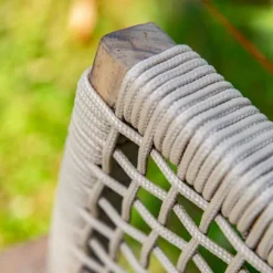 Salon de jardin en bois et corde coloris beige Séquoïa - 4 éléments (canapé, table basse et deux fauteuils)