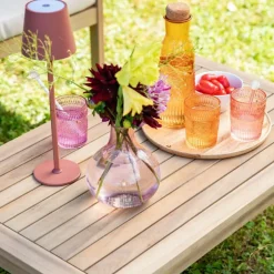 Salon de jardin en bois et corde coloris beige Séquoïa - 4 éléments (canapé, table basse et deux fauteuils)