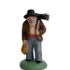 Santon pour crèche homme au fagot gris - 7 cm