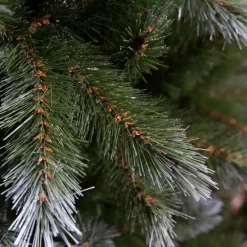 Sapin de Noël artificiel vert givre avec toile de jute et pommes de pin Pittsburgh