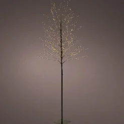 Sapin de Noël lumineux coloris noir micro LED blanc classique fixe extérieur – H 1,80 m