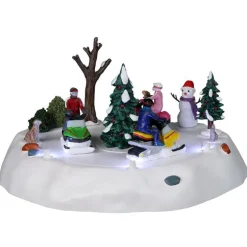 Scène animée pour Vail Village Lemax Plaisir en motoneige – 24,5 x 23,3 x 13,3 cm