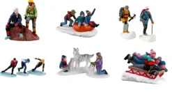 Scénette avec figurines pour village de Noël Lemax Vail village