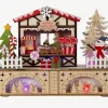 Scénette fête foraine en bois à 8 LED couleur avec câble USB ou piles - 25 x 8 x 18 cm