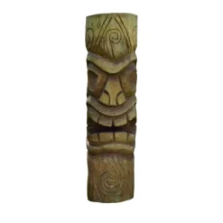 Sculpture en bois de cocotier Tête de Tiki mauri - 50 cm