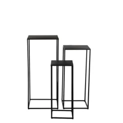 Sellette coloris noir en métal plateau carré - 25 x 25 x 60 cm