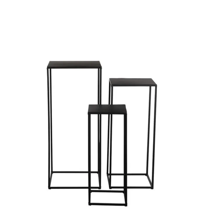 Sellette coloris noir en métal plateau carré - 30 x 30 x 70 cm